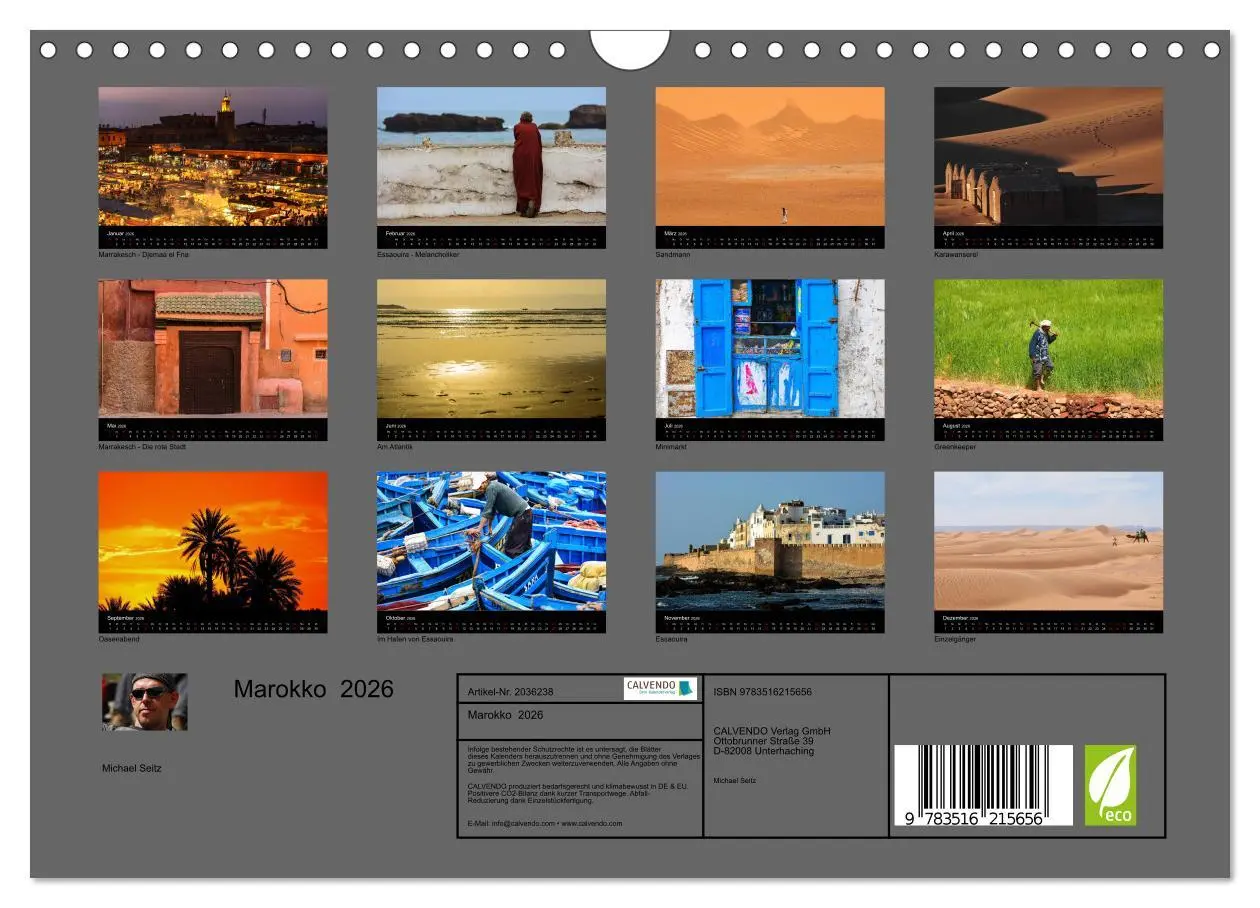 Bild: 9783516215656 | Marokko 2026 (Wandkalender 2026 DIN A4 quer), CALVENDO Monatskalender