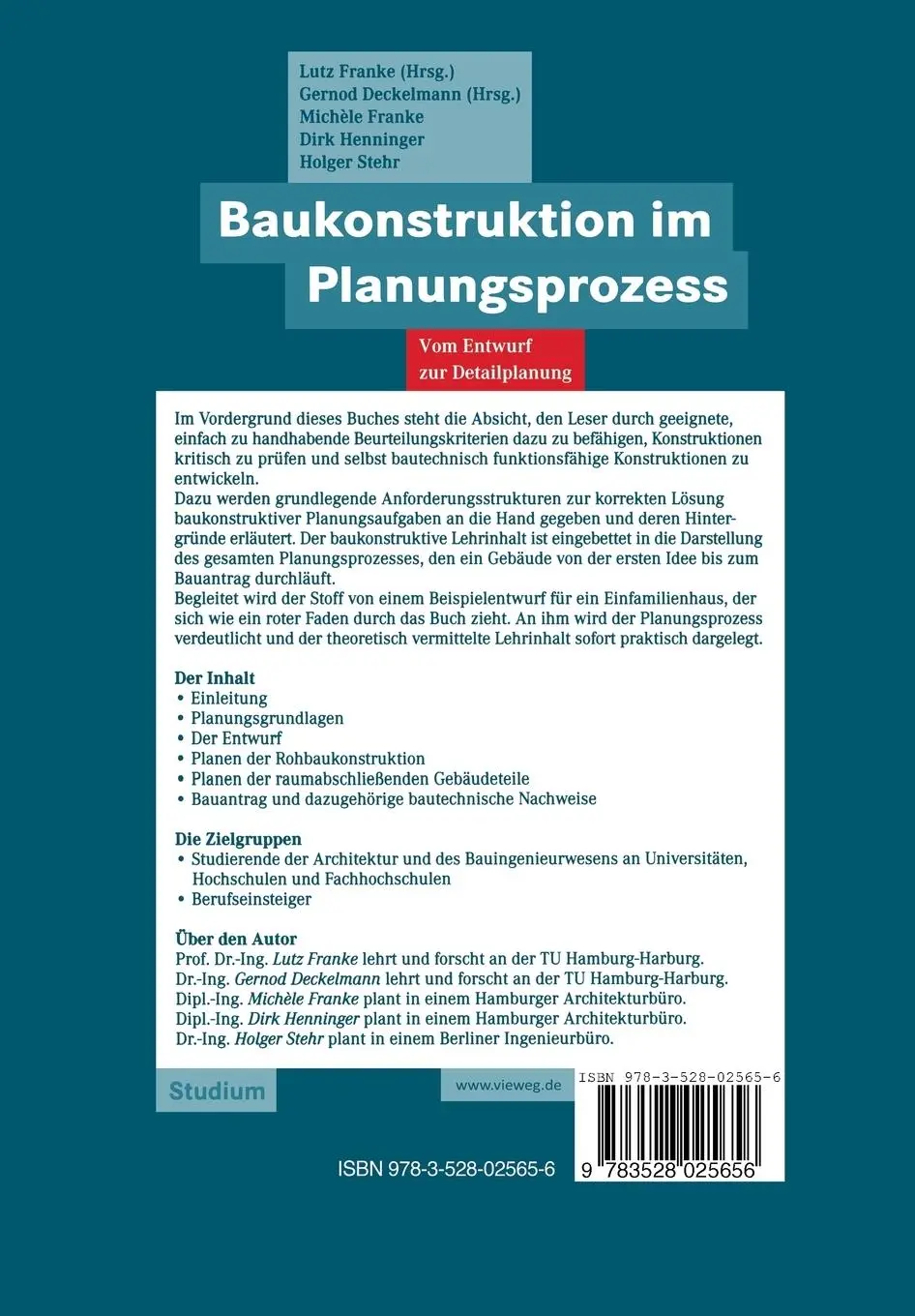 Rückseite: 9783528025656 | Baukonstruktion im Planungsprozess | Vom Entwurf zur Detailplanung