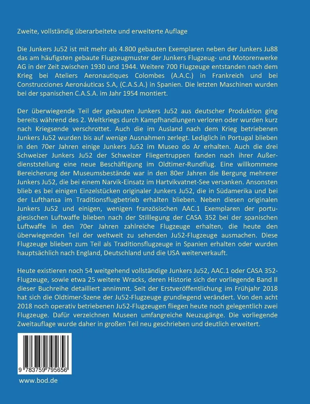 Rückseite: 9783759795656 | Die letzten Junkers-Flugzeuge II - Ausgabe 2024 | Paul Zöller | Buch
