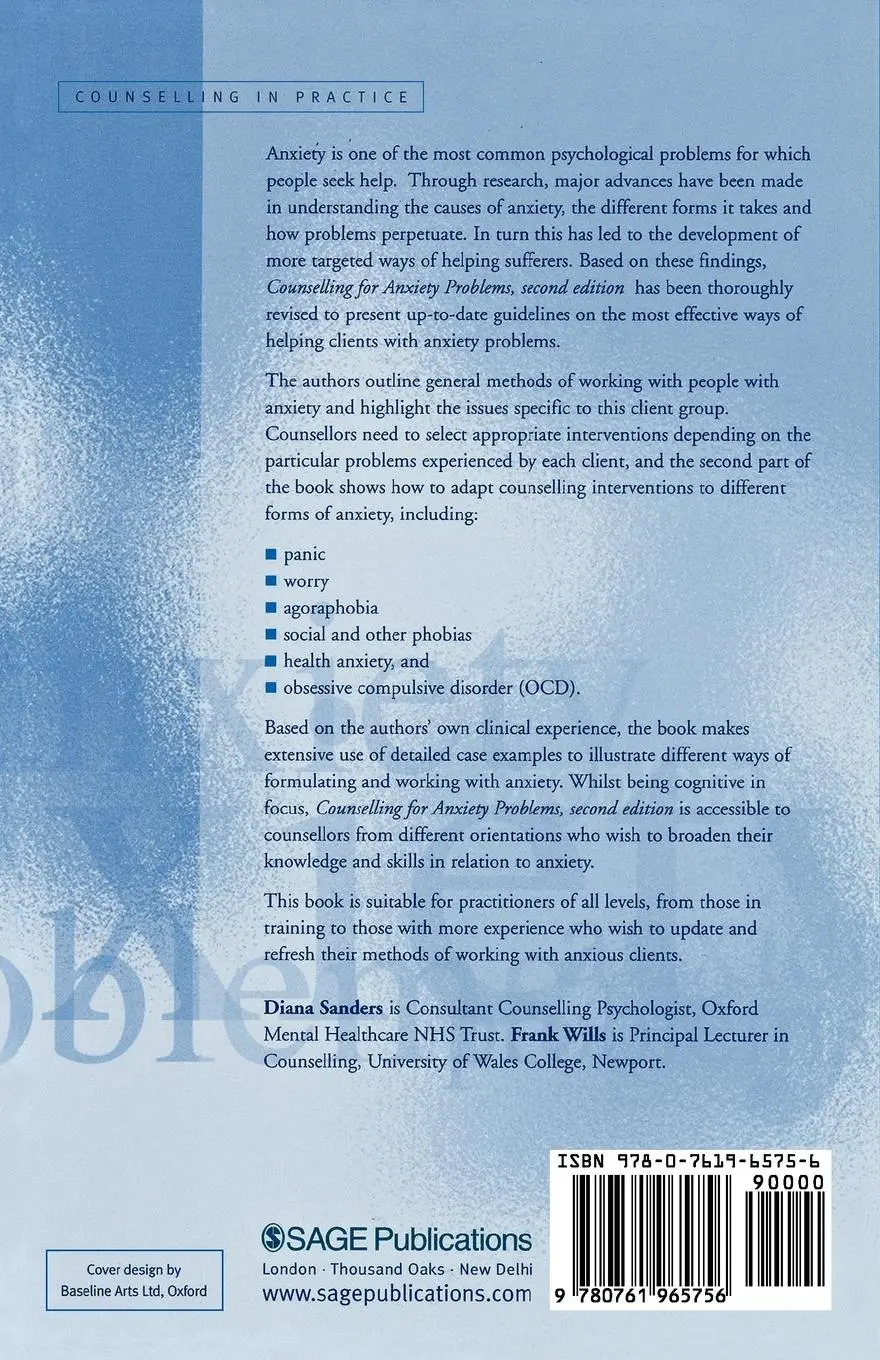 Rückseite: 9780761965756 | Counselling for Anxiety Problems | Diana Sanders (u. a.) | Taschenbuch