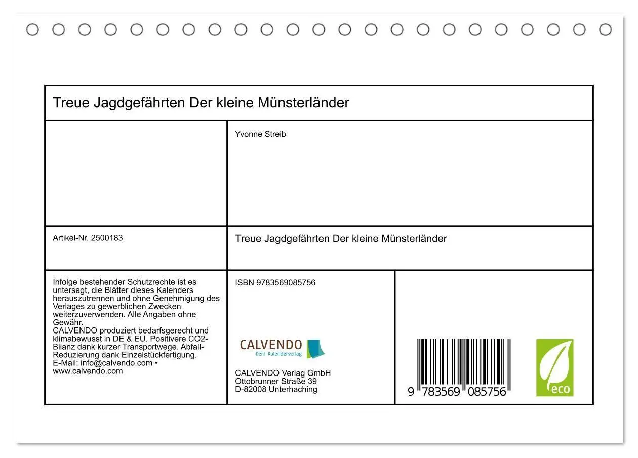 Bild: 9783569085756 | Treue Jagdgefährten Der kleine Münsterländer (Tischkalender 2027...