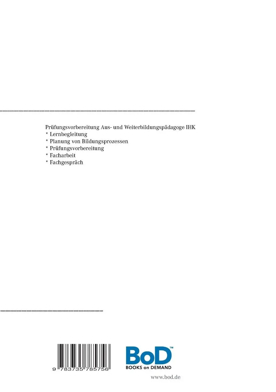 Rückseite: 9783735785756 | Prüfungsvorbereitung zur Weiterbildungsprüfung AUS- UND...