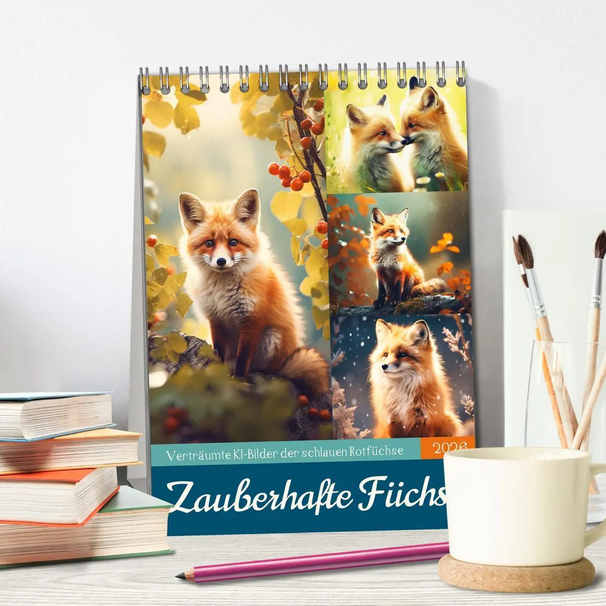 Bild: 9783516295856 | Zauberhafte Füchse (Tischkalender 2026 DIN A5 hoch), CALVENDO...