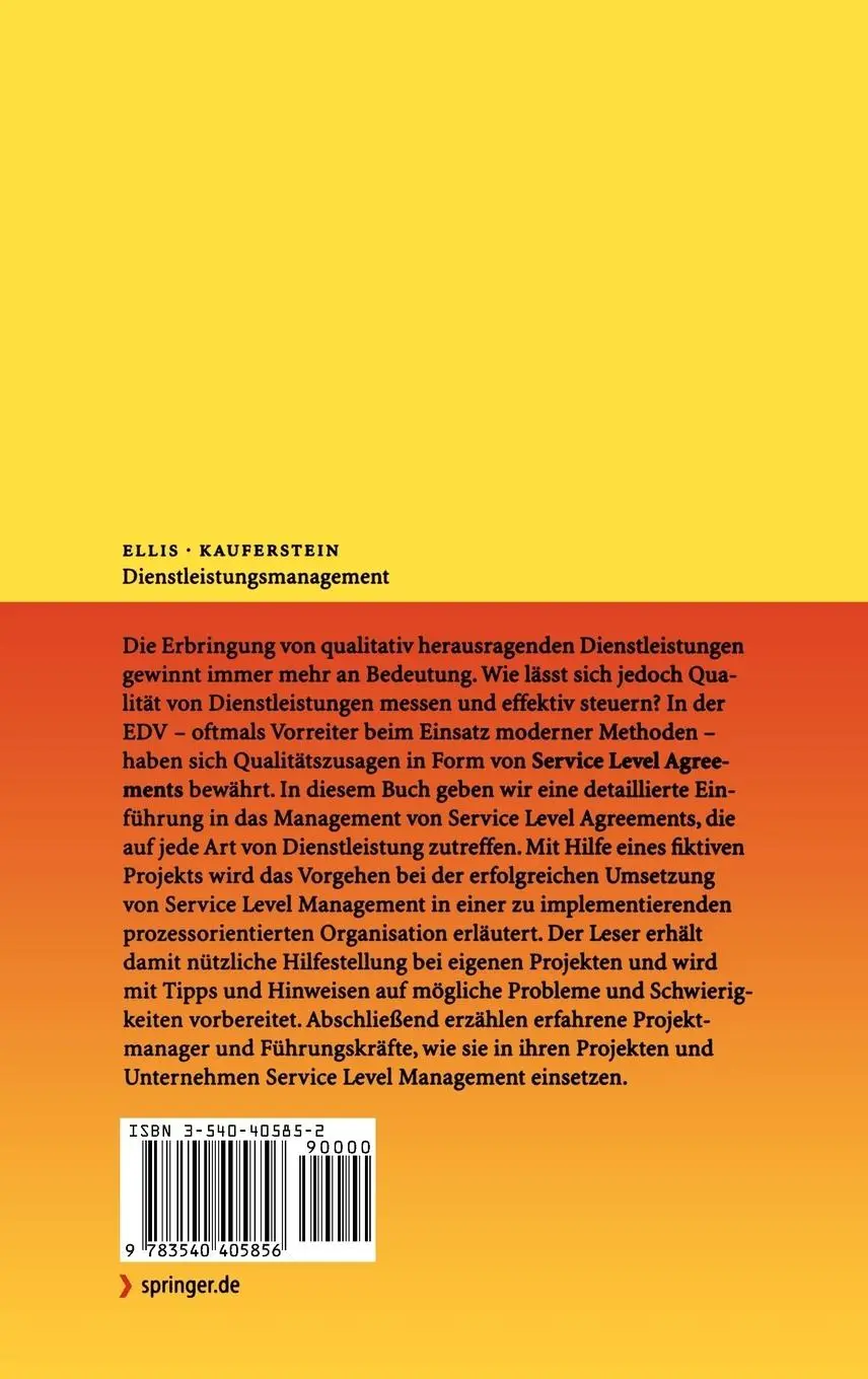 Rückseite: 9783540405856 | Dienstleistungsmanagement | Michael Kauferstein (u. a.) | Buch | xv