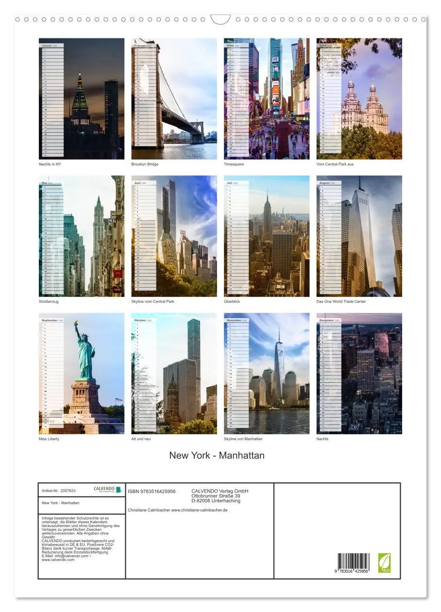 Bild: 9783516425956 | New York - Manhattan (Wandkalender 2026 DIN A2 hoch), CALVENDO...