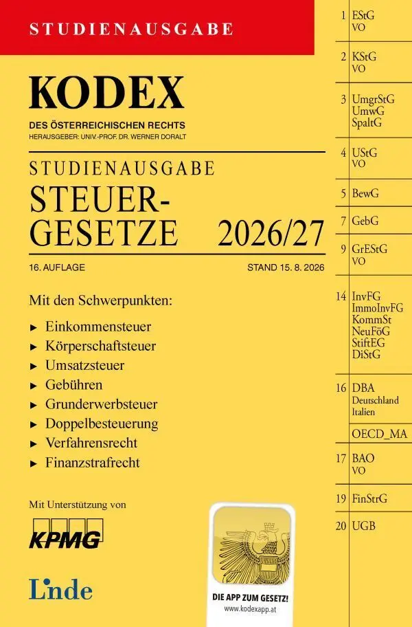 Cover: 9783707355956 | KODEX Studienausgabe Steuergesetze 2026/27 | Studienausgabe | Bodis
