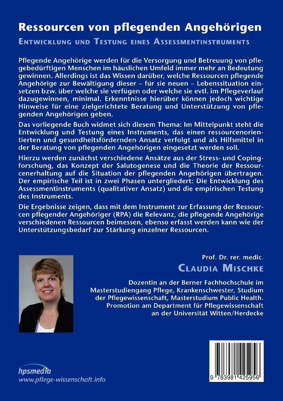 Rückseite: 9783981425956 | Ressourcen von pflegenden Angehörigen | Claudia Mischke | Taschenbuch