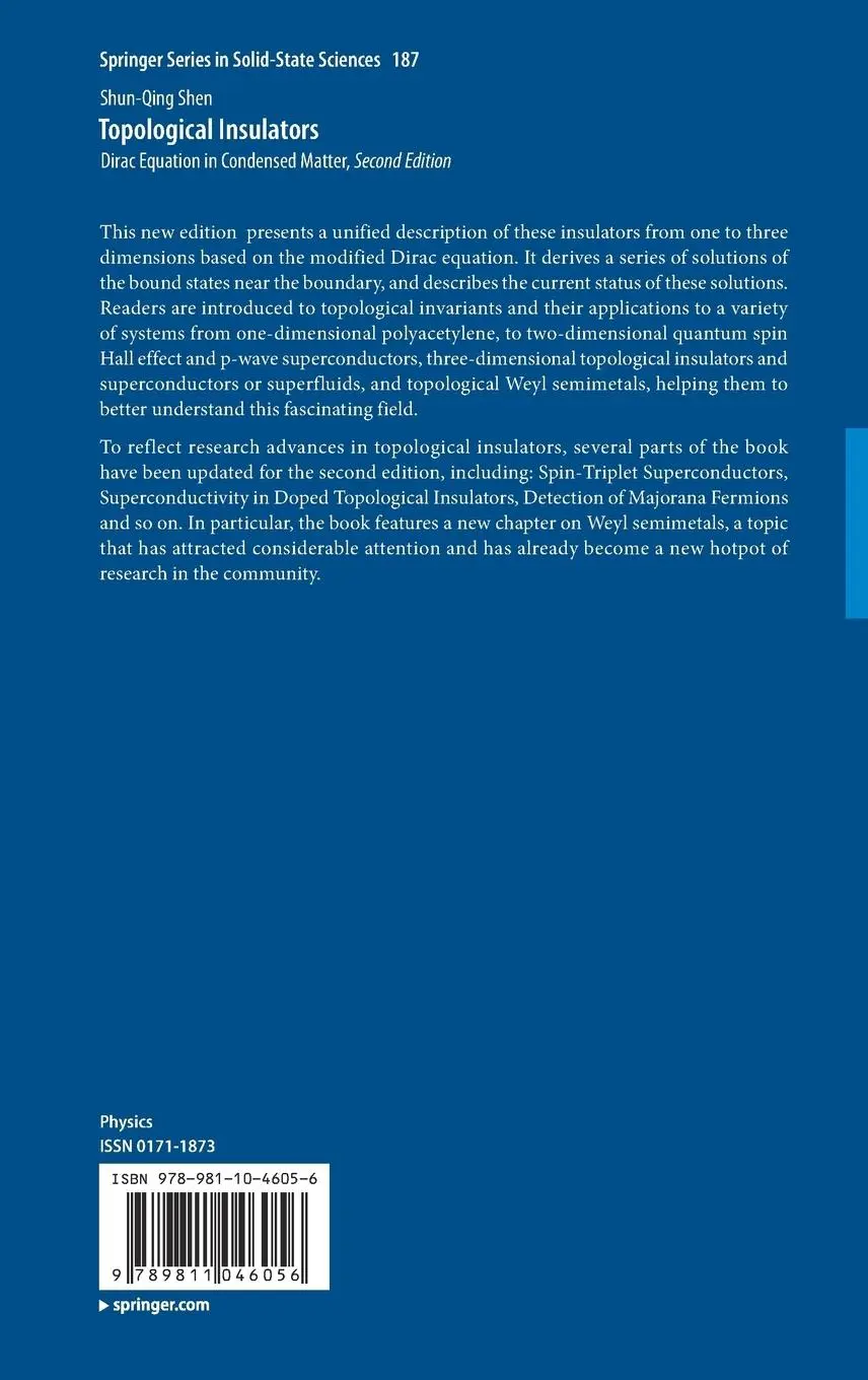 Rückseite: 9789811046056 | Topological Insulators | Dirac Equation in Condensed Matter | Shen