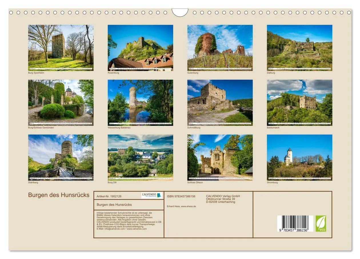 Bild: 9783457386156 | Burgen des Hunsrücks (Wandkalender 2026 DIN A3 quer), CALVENDO...
