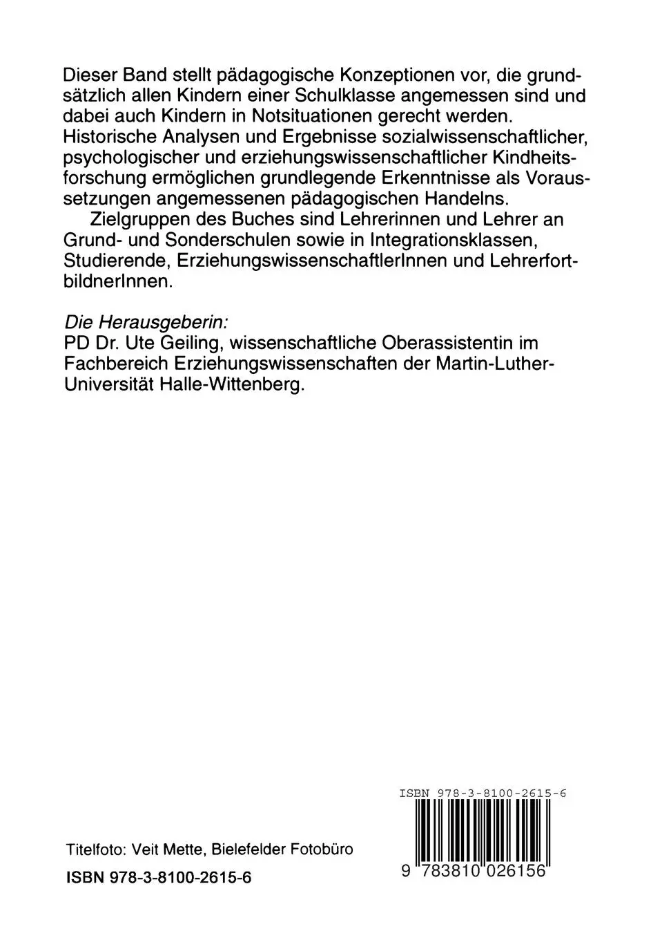 Rückseite: 9783810026156 | Pädagogik, die Kinder stark macht | Zur Arbeit mit Kindern in Not