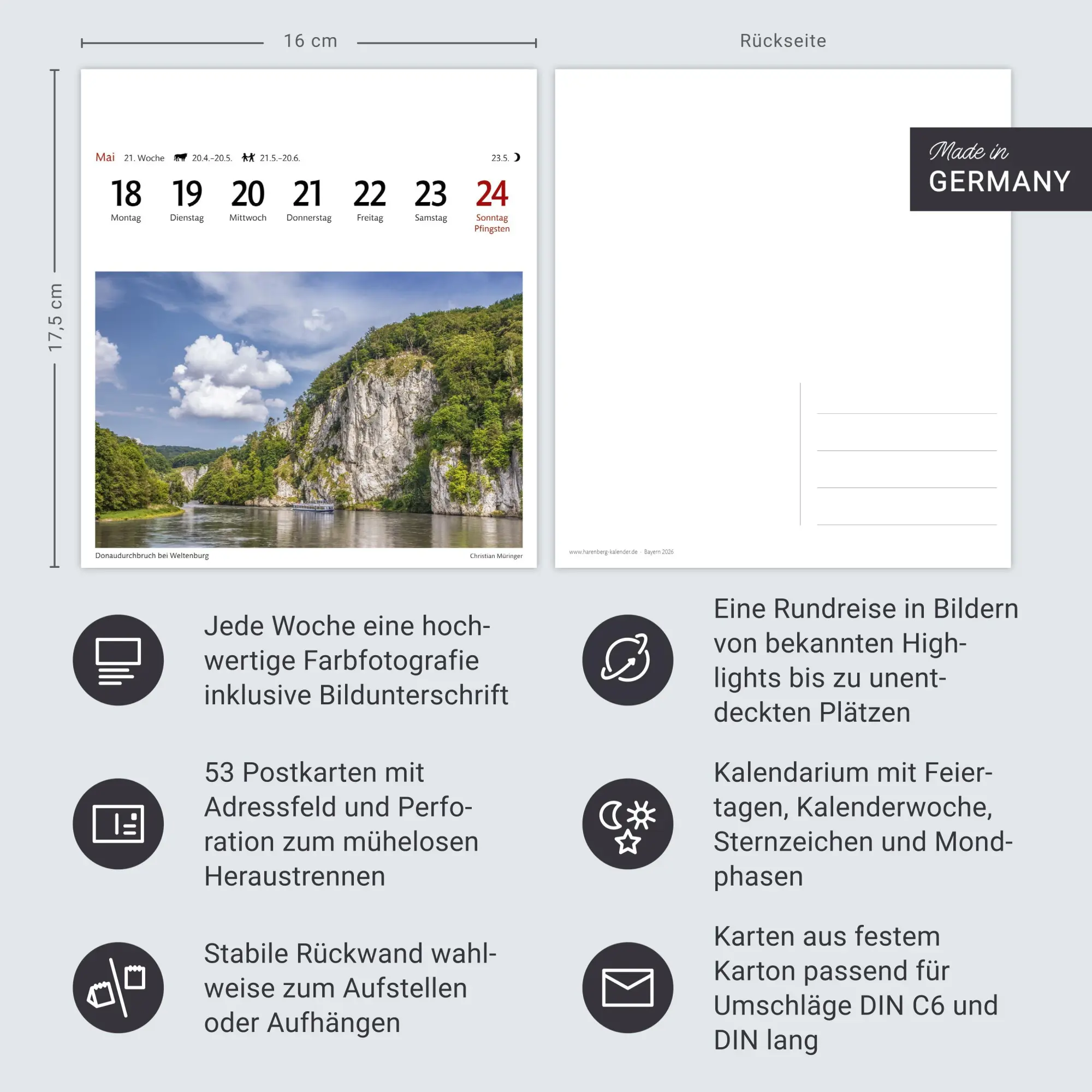 Bild: 9783840036156 | Bayern Sehnsuchtskalender 2026 - Wochenkalender mit 53 Postkarten