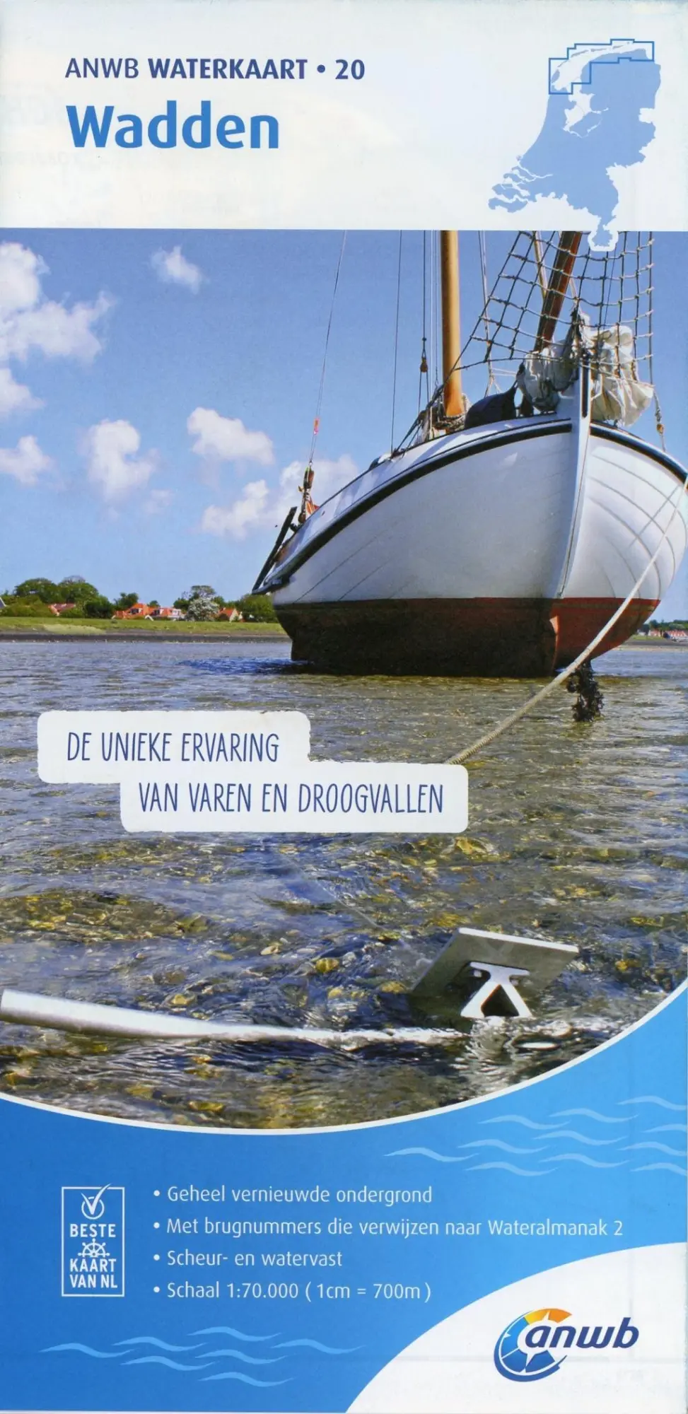 Cover: 9789018046156 | Wadden 1:70 000 Waterkaart | Waterkaarten | (Land-)Karte | 2020
