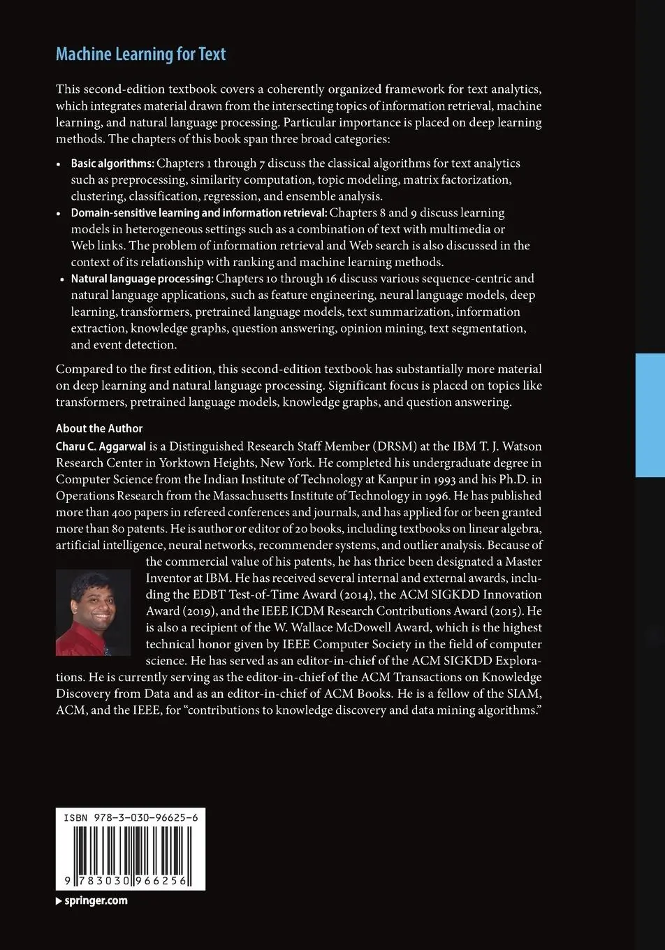 Rückseite: 9783030966256 | Machine Learning for Text | Charu C. Aggarwal | Taschenbuch | xxiii