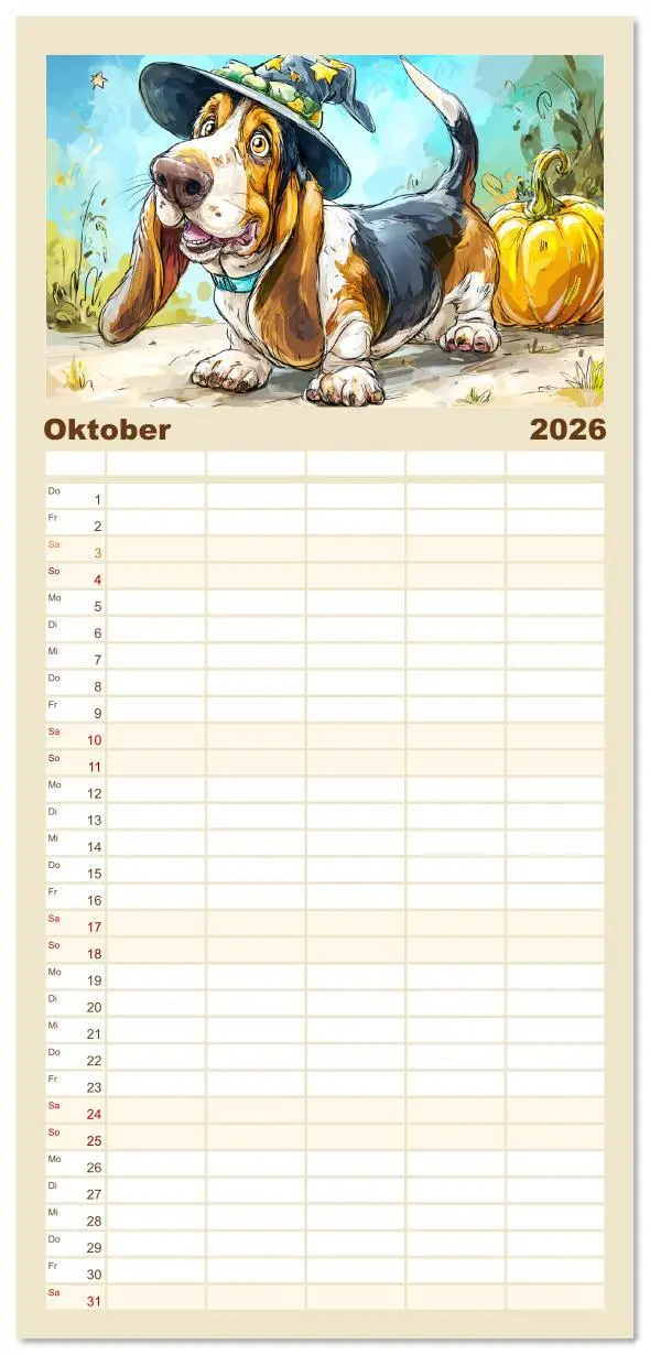 Bild: 9783516606256 | Familienplaner 2026 - Basset Fun. Niedliche Hunde Cartoons zum...