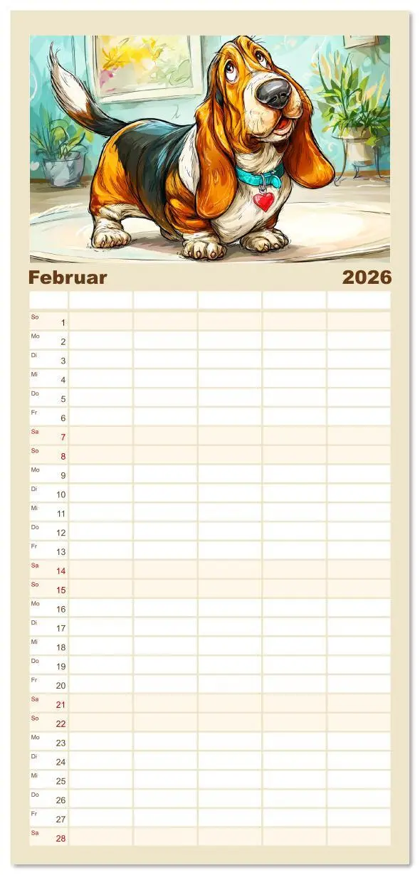 Bild: 9783516606256 | Familienplaner 2026 - Basset Fun. Niedliche Hunde Cartoons zum...