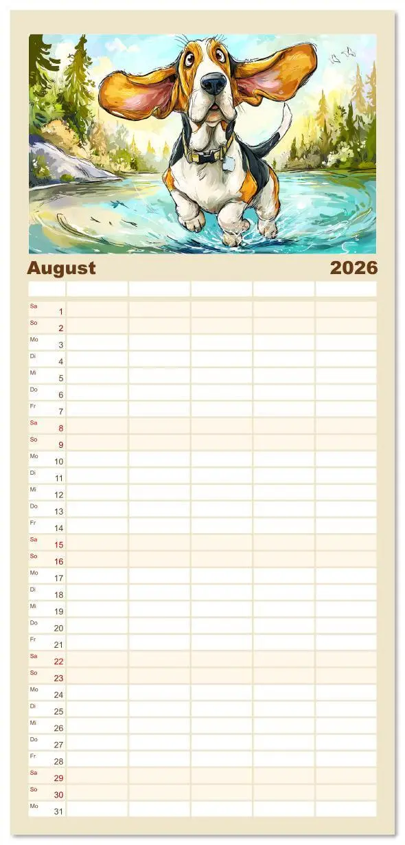 Bild: 9783516606256 | Familienplaner 2026 - Basset Fun. Niedliche Hunde Cartoons zum...