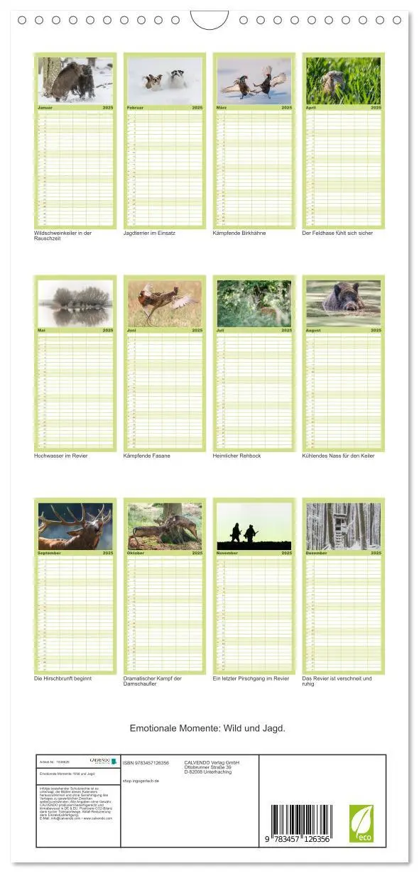 Bild: 9783457126356 | Familienplaner 2025 - Emotionale Momente: Wild und Jagd. mit 5...
