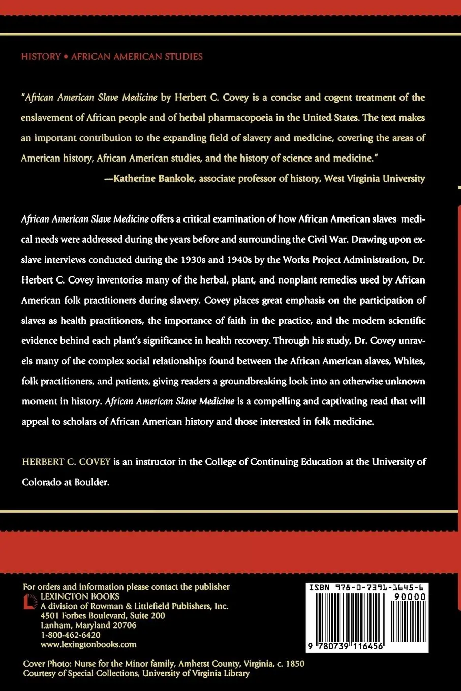Rückseite: 9780739116456 | African American Slave Medicine | Herbal and non-Herbal Treatments