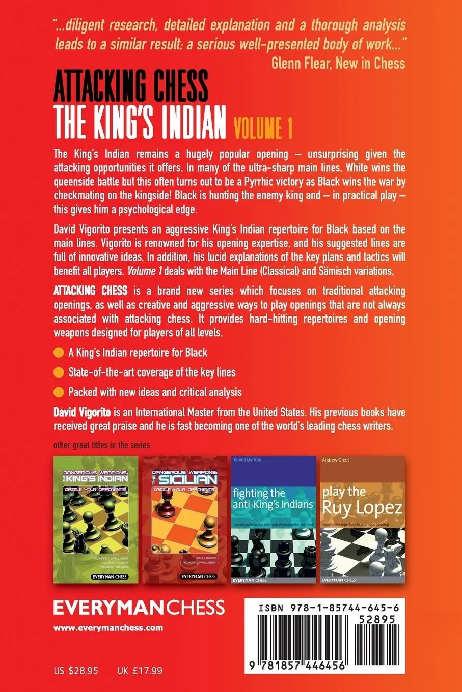 Rückseite: 9781857446456 | Attacking Chess | King's Indian, Volume 1 | David Vigorito | Buch