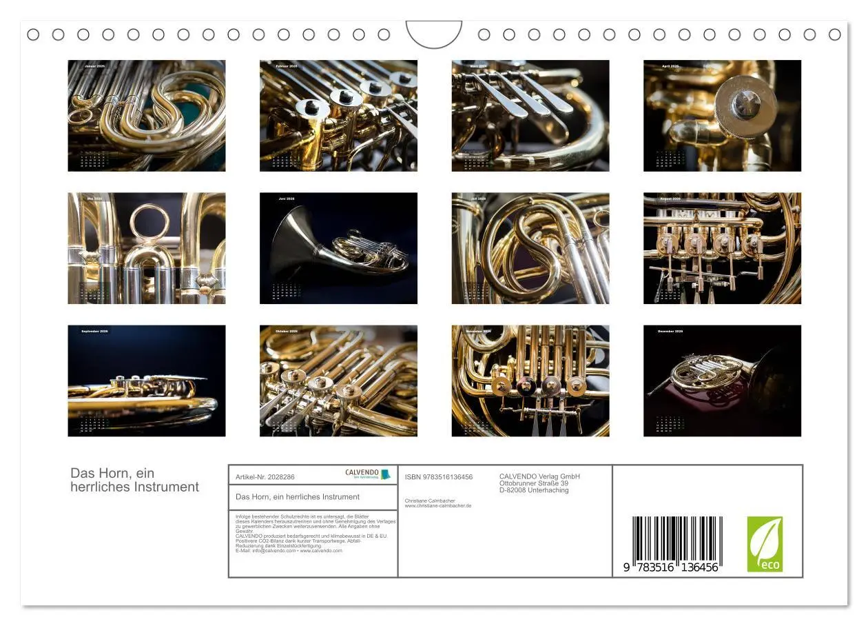 Bild: 9783516136456 | Das Horn, ein herrliches Instrument (Wandkalender 2026 DIN A4...
