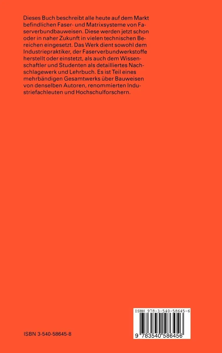 Rückseite: 9783540586456 | Faserverbundbauweisen | Fasern und Matrices | Manfred Flemming (u. a.)