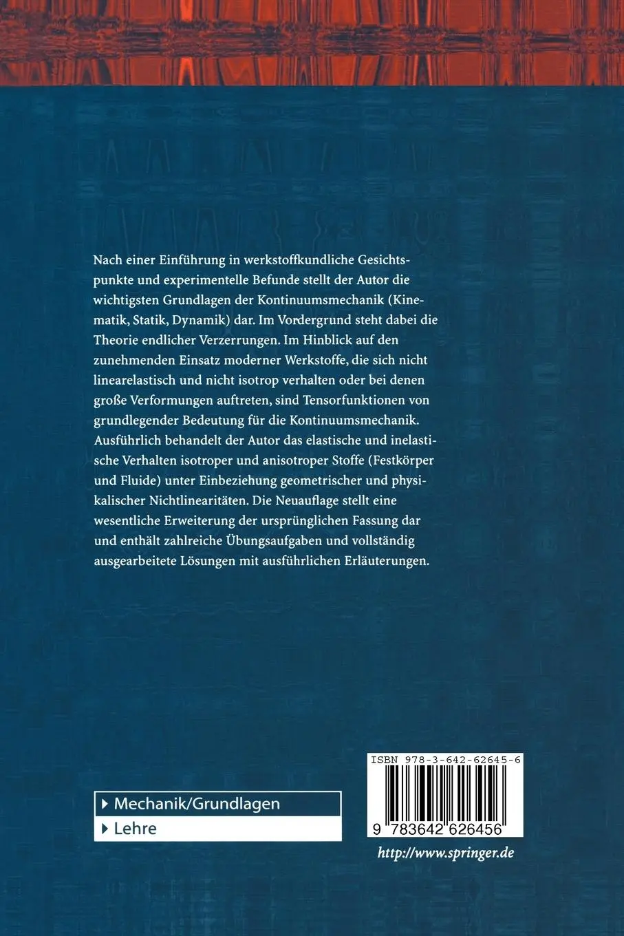 Rückseite: 9783642626456 | Kontinuumsmechanik | Josef Betten | Taschenbuch | xiii | Deutsch