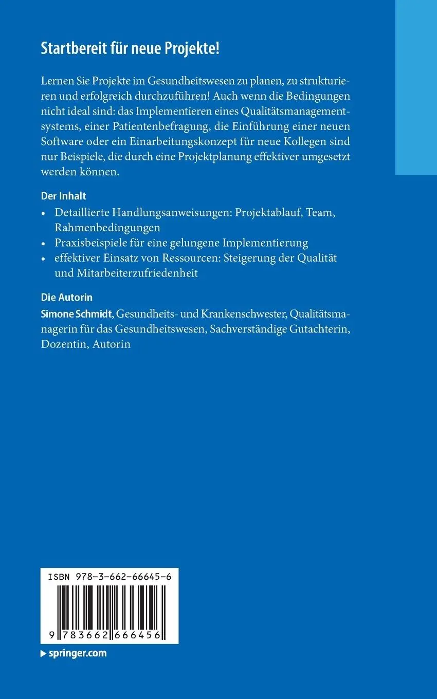 Rückseite: 9783662666456 | Anpacken -Projektmanagement in Gesundheitsberufen | Simone Schmidt