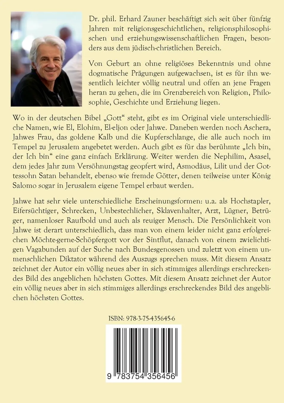 Rückseite: 9783754356456 | Die Götter des Alten Testamens und Jahwes Persönlichkeit | Zauner