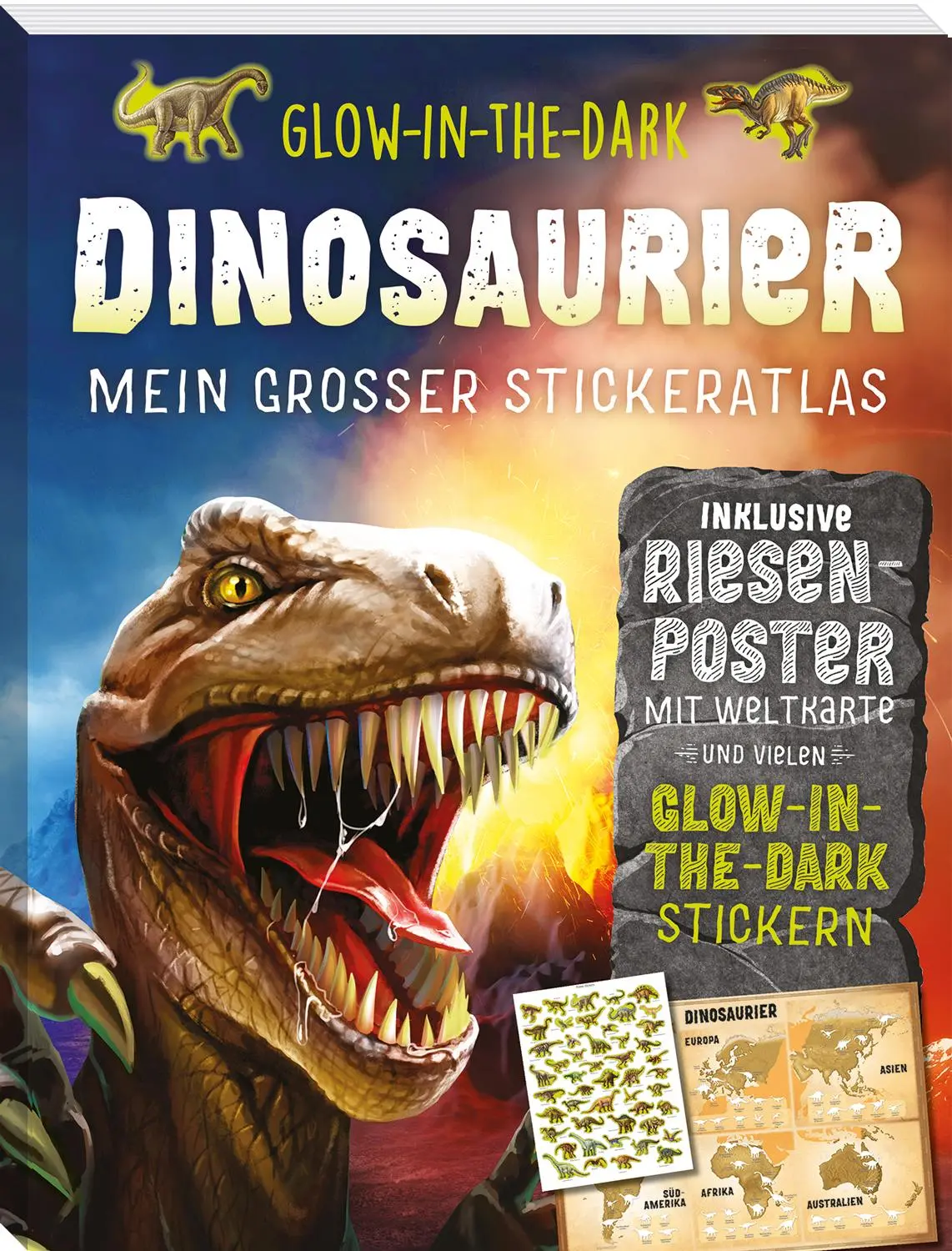 Cover: 9783833246456 | Glow-in-the-Dark Dinosaurier: Mein großer Stickeratlas | Stefanovic