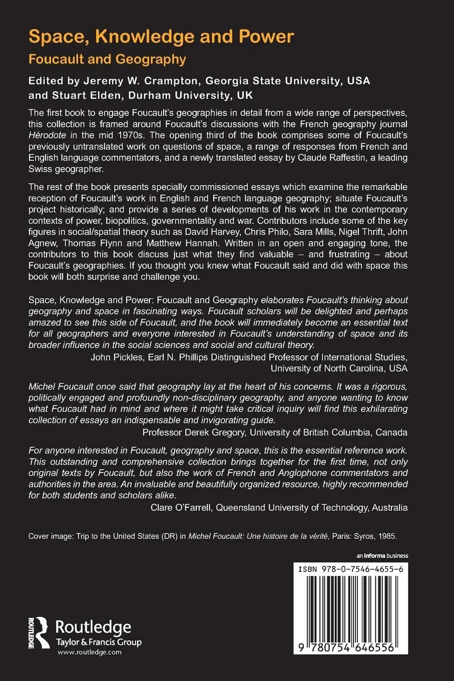 Rückseite: 9780754646556 | Space, Knowledge and Power | Foucault and Geography | Stuart Elden