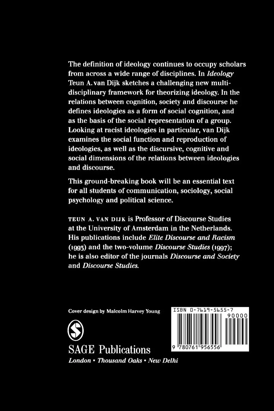 Rückseite: 9780761956556 | Ideology | A Multidisciplinary Approach | Teun A. Van Dijk (u. a.)