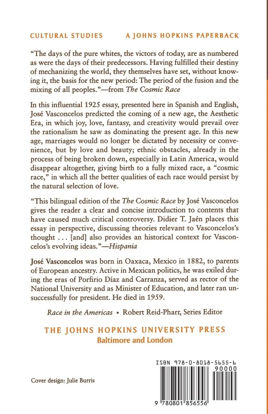 Rückseite: 9780801856556 | The Cosmic Race | Jose Vasconcelos (u. a.) | Taschenbuch | Englisch
