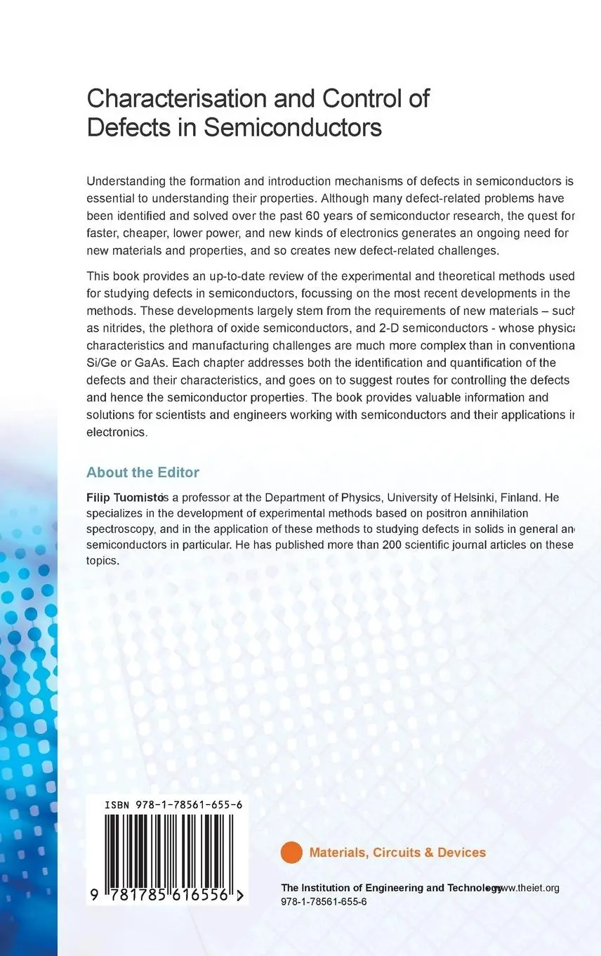 Rückseite: 9781785616556 | Characterisation and Control of Defects in Semiconductors | Tuomisto