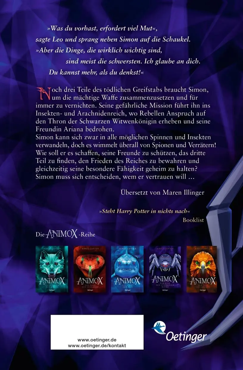 Rückseite: 9783751206556 | Animox 4. Der Biss der Schwarzen Witwe | Aimée Carter | Taschenbuch