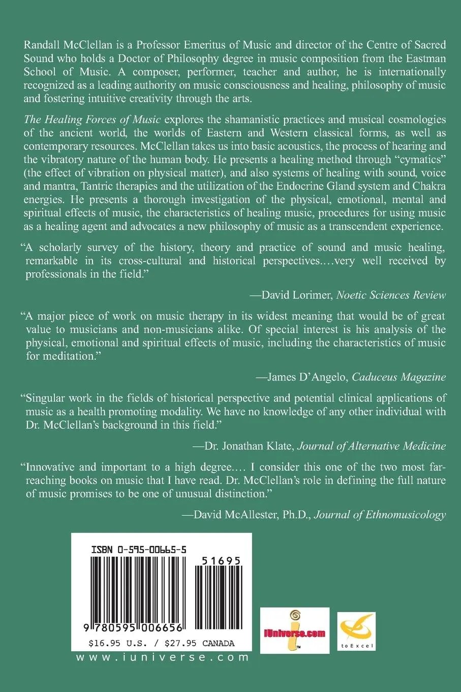 Rückseite: 9780595006656 | The Healing Forces of Music | History, Theory and Practice | McClellan