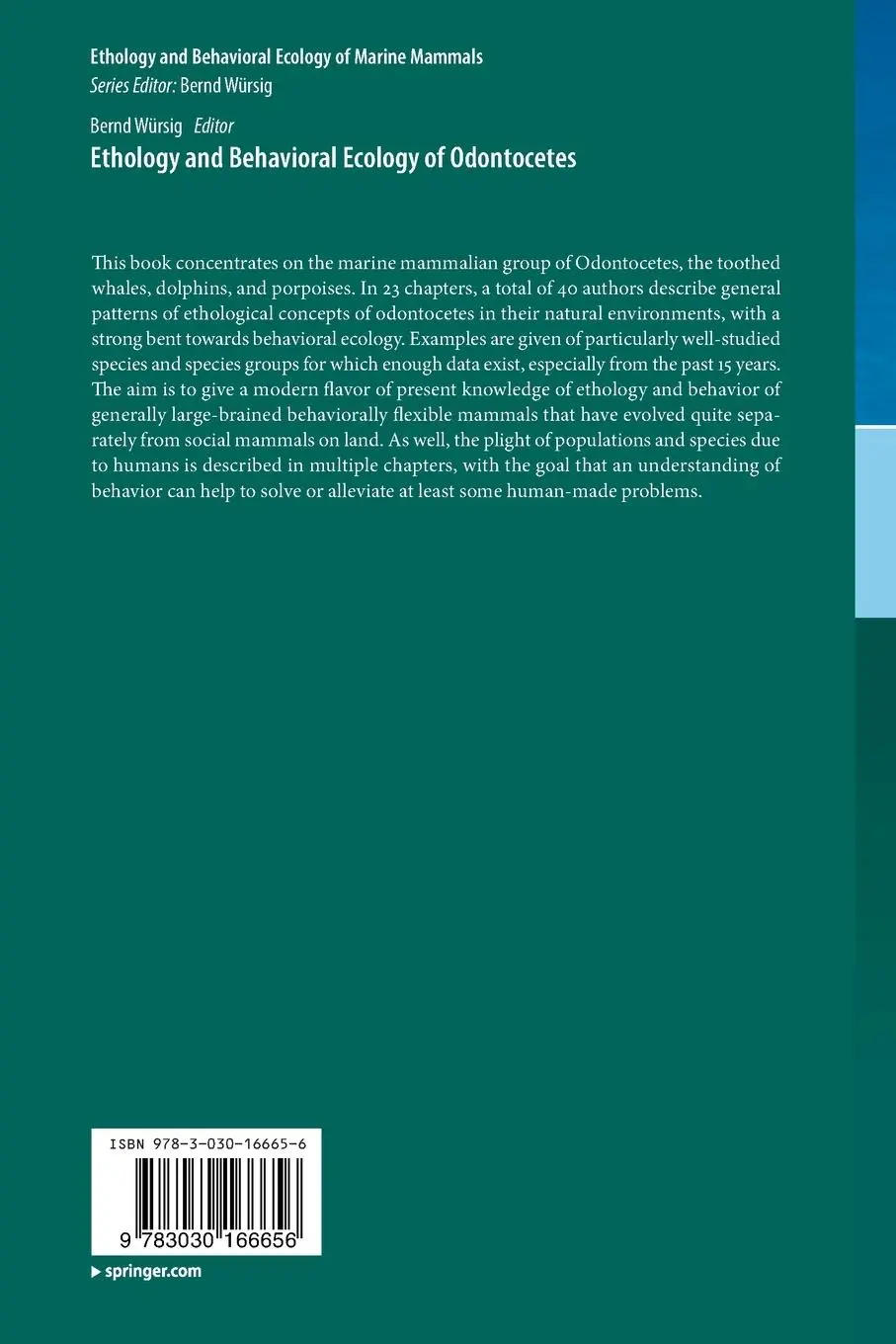 Rückseite: 9783030166656 | Ethology and Behavioral Ecology of Odontocetes | Bernd Würsig | Buch