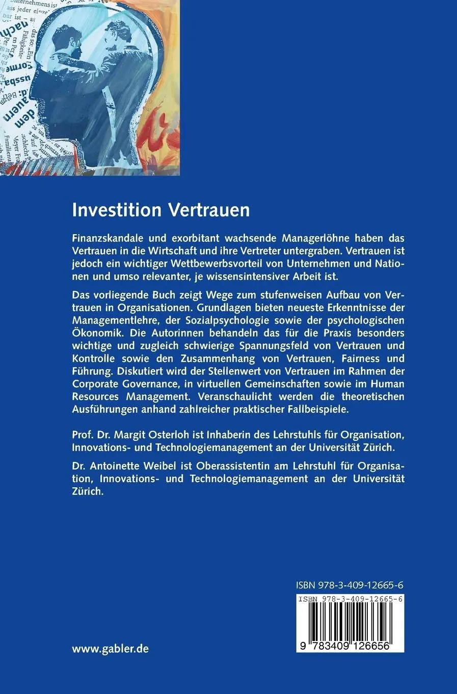 Rückseite: 9783409126656 | Investition Vertrauen | Antoinette Weibel (u. a.) | Buch | xiii | 2006