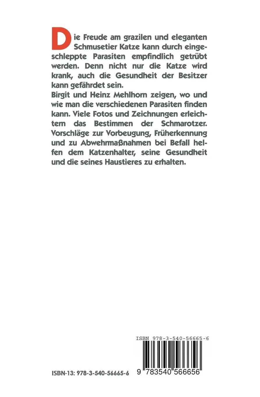 Rückseite: 9783540566656 | Gesunde Katzen | Schmusen ohne Gefahr | Heinz Mehlhorn (u. a.) | Buch