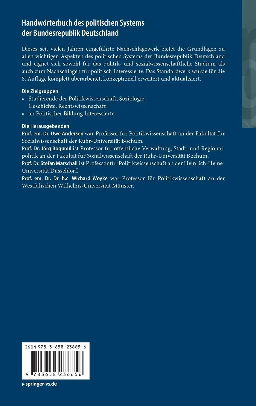Rückseite: 9783658236656 | Handwörterbuch des politischen Systems der Bundesrepublik Deutschland