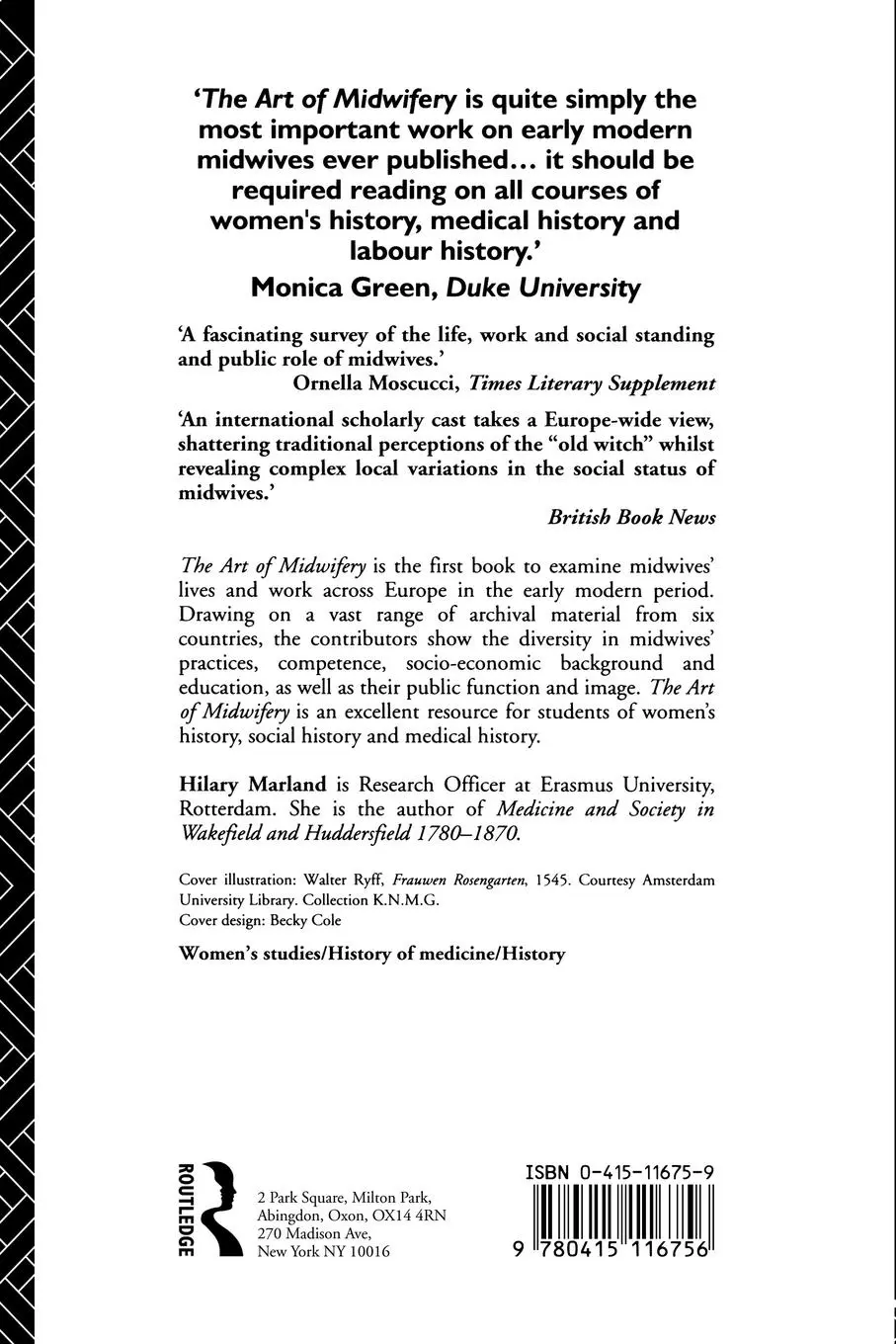 Rückseite: 9780415116756 | The Art of Midwifery | Early Modern Midwives in Europe | Marland
