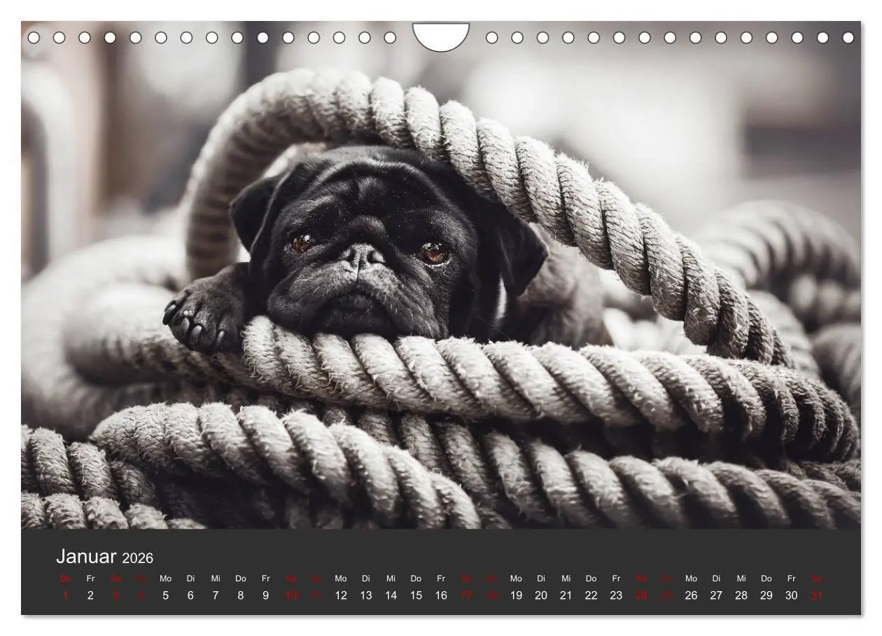 Bild: 9783457706756 | Diesel - ein mopsiges Leben (Wandkalender 2026 DIN A4 quer),...