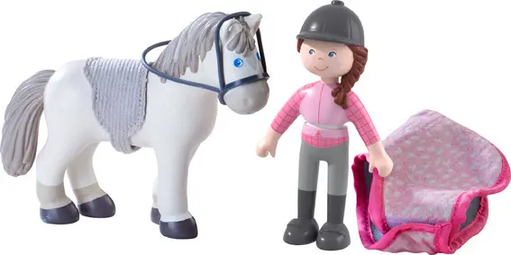 Bild: 4010168256856 | Little Friends Reiterin Sanya und Pferd Saphira | In Faltschachtel