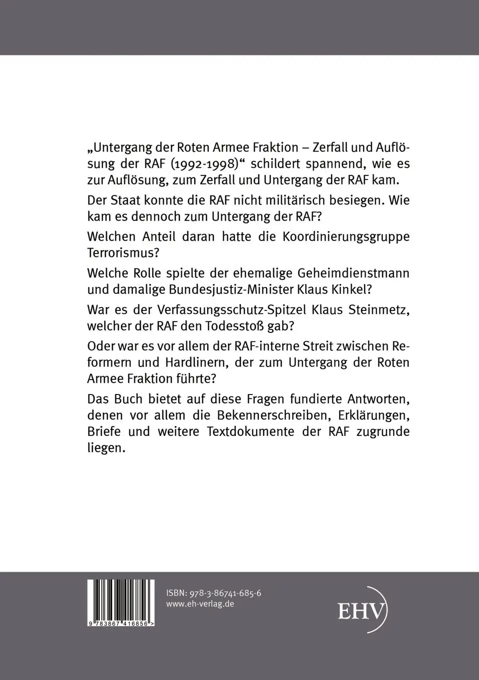 Rückseite: 9783867416856 | Untergang der Roten Armee Fraktion | Christian Kämpfer | Taschenbuch