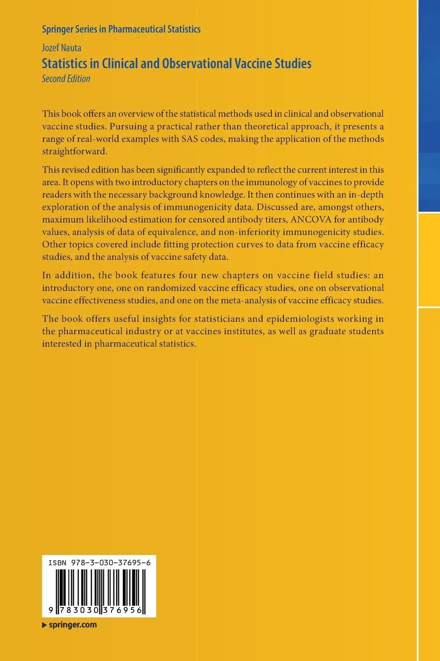 Rückseite: 9783030376956 | Statistics in Clinical and Observational Vaccine Studies | Jozef Nauta