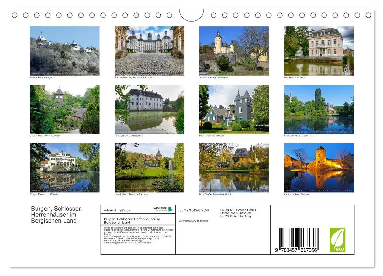 Bild: 9783457817056 | Burgen, Schlösser, Herrenhäuser im Bergischen Land (Wandkalender...