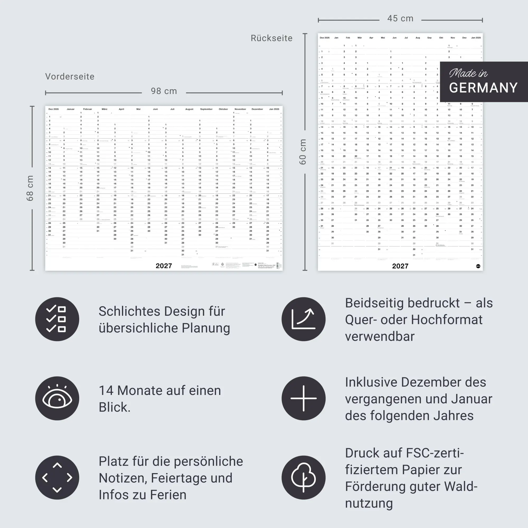 Bild: 9783756417056 | Black&amp;White Mega-Posterplaner 2027 | Kalender | 2 S. | Deutsch | 2027