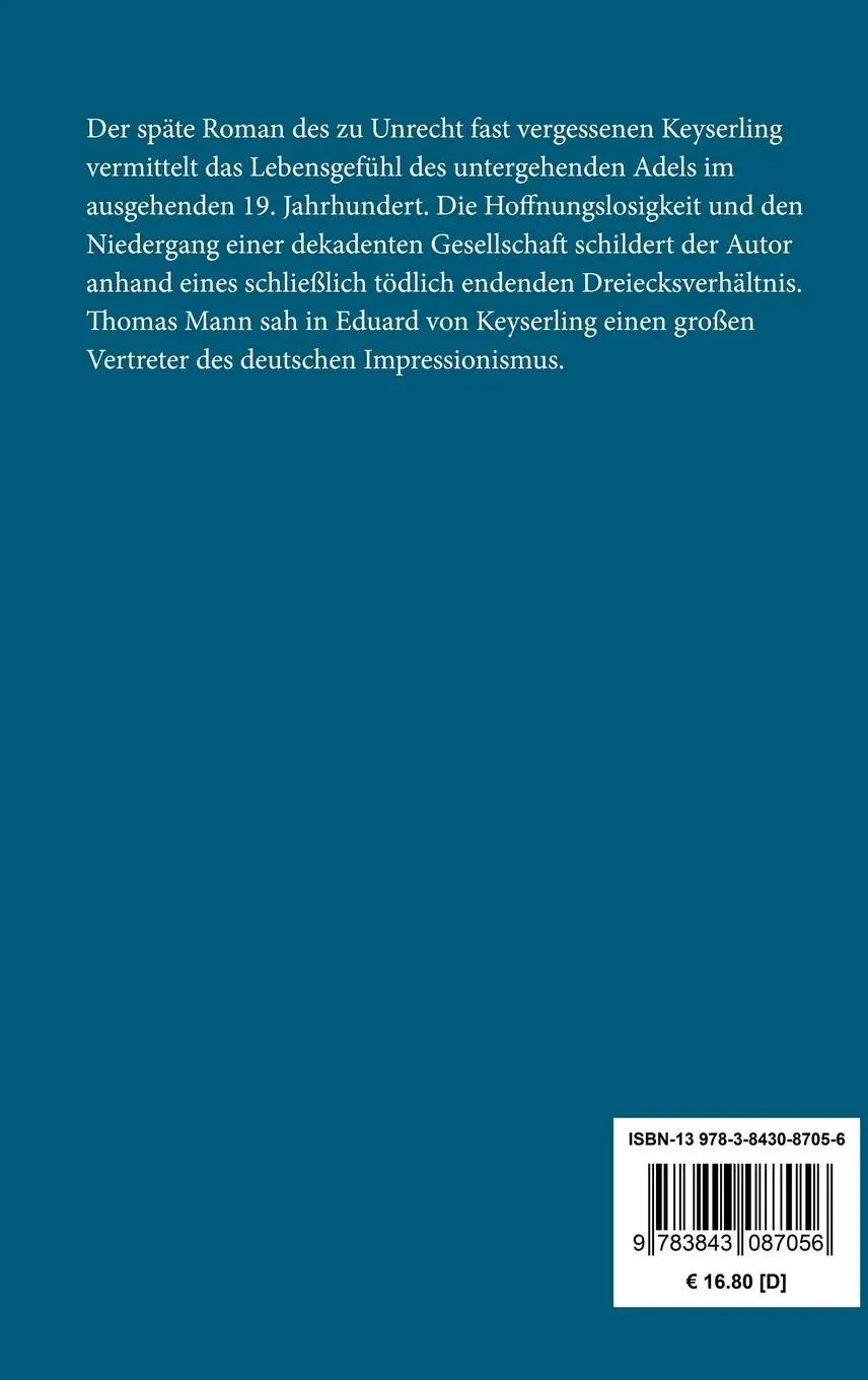 Rückseite: 9783843087056 | Abendliche Häuser | Roman | Eduard Von Keyserling | Buch | 124 S.