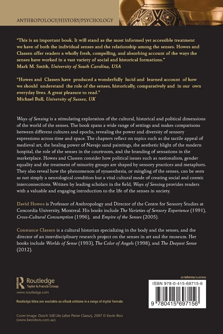 Rückseite: 9780415697156 | Ways of Sensing | Understanding the Senses In Society | Howes (u. a.)