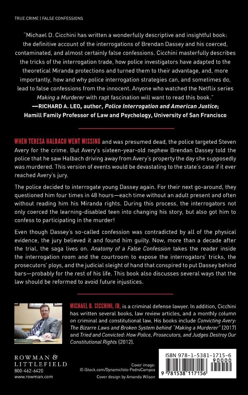 Rückseite: 9781538117156 | Anatomy of a False Confession | Michael D. Cicchini | Buch | Englisch