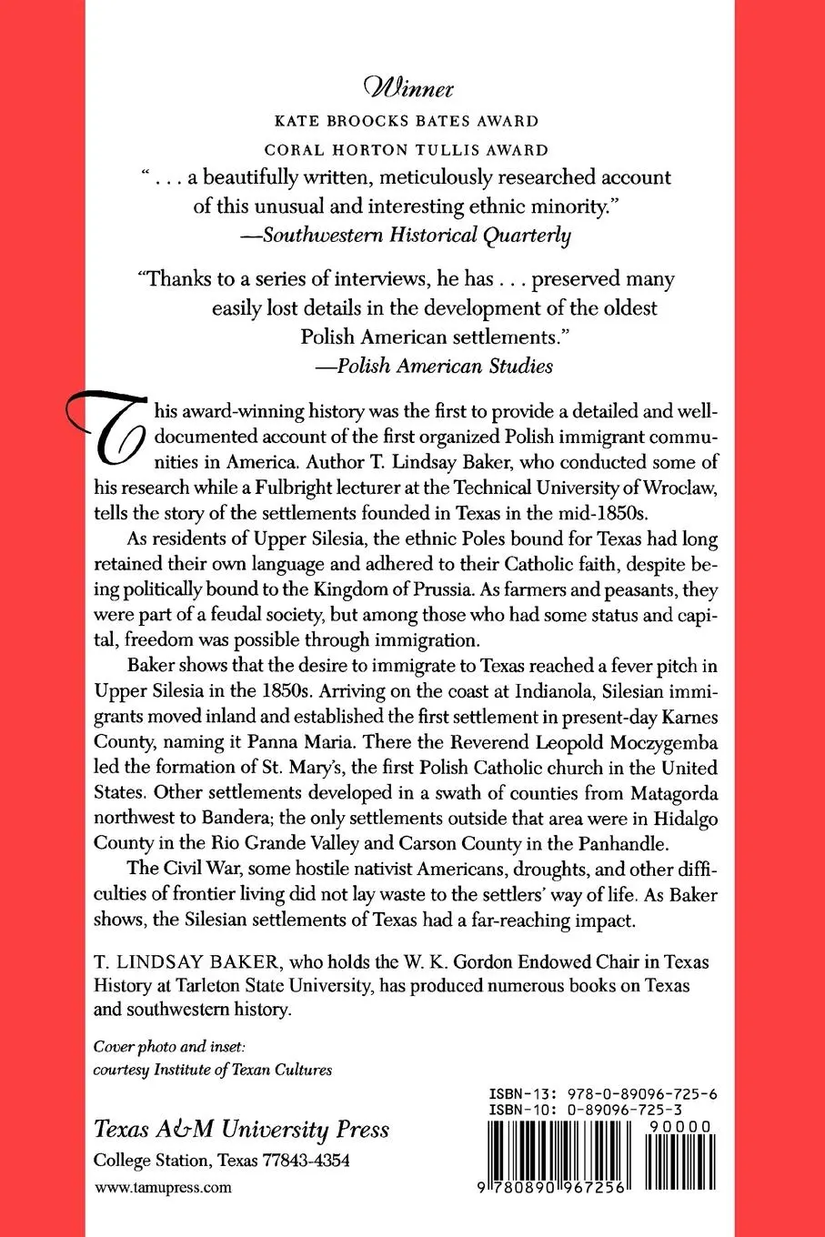 Rückseite: 9780890967256 | The First Polish Americans | Silesian Settlements in Texas | Baker
